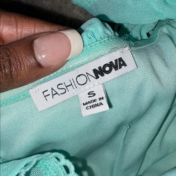 Fashion Nova Mint Green Ruched Off-Shoulder Mini Dress 👗 - Picture 4 of 5
